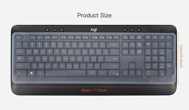 Alt view image 3 of 7 - Universal Keyboard Cover Skin for Standard Size PC Computer Desktop Keyboard Ultra Thin Silicone Waterproof Dustproof Keyboard Cover Skin Protector, Clear (Size: 17.7" x 5.5")