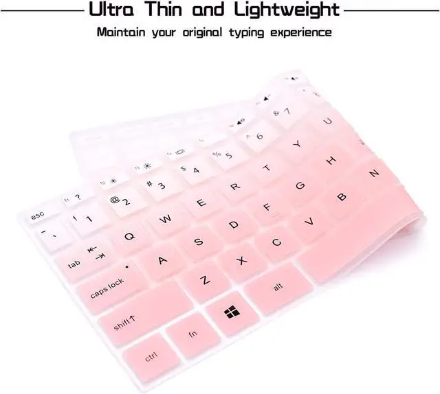 Alt view image 4 of 6 - HRH English Keyboard Cover for 14 Inch Pavilion x360 Laptop,Mint Pink | Compatible with 14M-BA,14M-CD,14M-DH,14-BA,14-BF,14-cm,14-CF,14-DF,14-DK,14-DS,14-DQ,Durable,Thin,Anti-spill,Smooth Touch