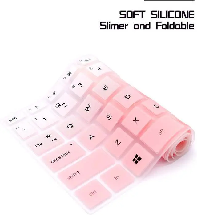 Alt view image 5 of 6 - HRH English Keyboard Cover for 14 Inch Pavilion x360 Laptop,Mint Pink | Compatible with 14M-BA,14M-CD,14M-DH,14-BA,14-BF,14-cm,14-CF,14-DF,14-DK,14-DS,14-DQ,Durable,Thin,Anti-spill,Smooth Touch