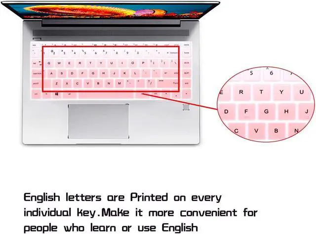Alt view image 2 of 6 - HRH English Keyboard Cover for 14 Inch Pavilion x360 Laptop,Mint Pink | Compatible with 14M-BA,14M-CD,14M-DH,14-BA,14-BF,14-cm,14-CF,14-DF,14-DK,14-DS,14-DQ,Durable,Thin,Anti-spill,Smooth Touch