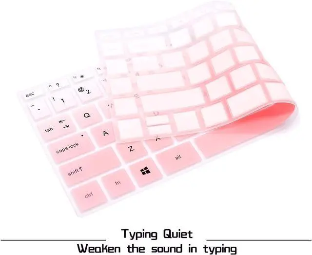 Alt view image 3 of 6 - HRH English Keyboard Cover for 14 Inch Pavilion x360 Laptop,Mint Pink | Compatible with 14M-BA,14M-CD,14M-DH,14-BA,14-BF,14-cm,14-CF,14-DF,14-DK,14-DS,14-DQ,Durable,Thin,Anti-spill,Smooth Touch