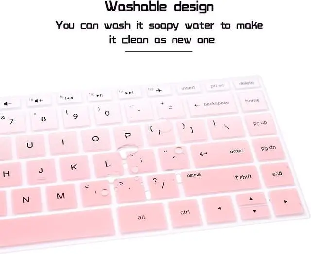 Alt view image 6 of 6 - HRH English Keyboard Cover for 14 Inch Pavilion x360 Laptop,Mint Pink | Compatible with 14M-BA,14M-CD,14M-DH,14-BA,14-BF,14-cm,14-CF,14-DF,14-DK,14-DS,14-DQ,Durable,Thin,Anti-spill,Smooth Touch