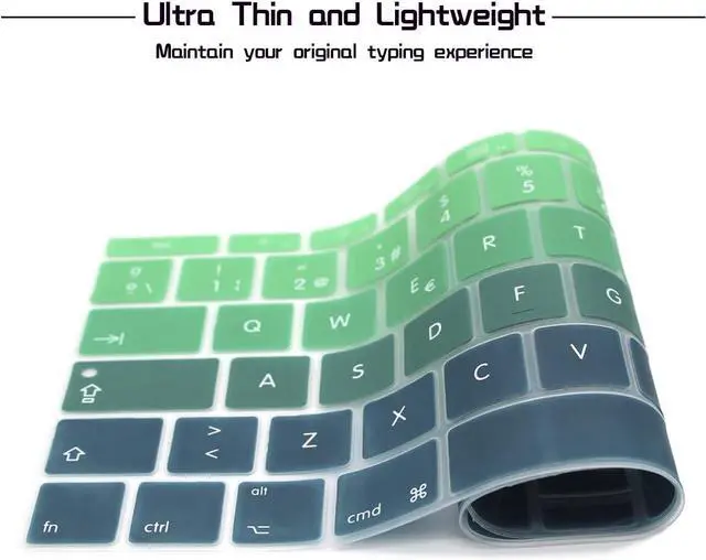 Alt view image 4 of 7 - HRH Spanish EU Keyboard Cover Skin for MacBook Pro New 13 & Old Retina 12 | Compatible with A1708 A1988 No Touch Bar 2016-2018 A1534,Smooth Touch,Non-slip,Ultra-thin,Keyboard Accessory,Ombre Green