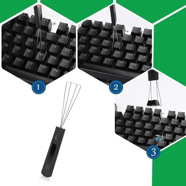 Alt view image 5 of 7 - 2PCS Keycap Puller and Switch Puller with 2PCS Keyboard Brush, Keycap Remover Switch Puller Mechanical Stainless Steel Keyboard Remover Keyboard Cleaning and Fixing Tool for Mechanical Keyboard