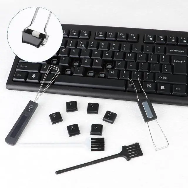 Alt view image 6 of 7 - 2PCS Keycap Puller and Switch Puller with 2PCS Keyboard Brush, Keycap Remover Switch Puller Mechanical Stainless Steel Keyboard Remover Keyboard Cleaning and Fixing Tool for Mechanical Keyboard
