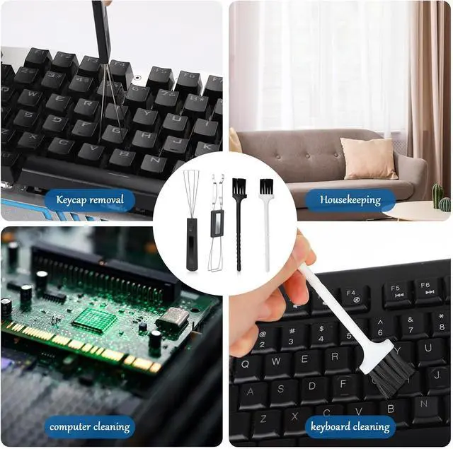 Alt view image 7 of 7 - 2PCS Keycap Puller and Switch Puller with 2PCS Keyboard Brush, Keycap Remover Switch Puller Mechanical Stainless Steel Keyboard Remover Keyboard Cleaning and Fixing Tool for Mechanical Keyboard