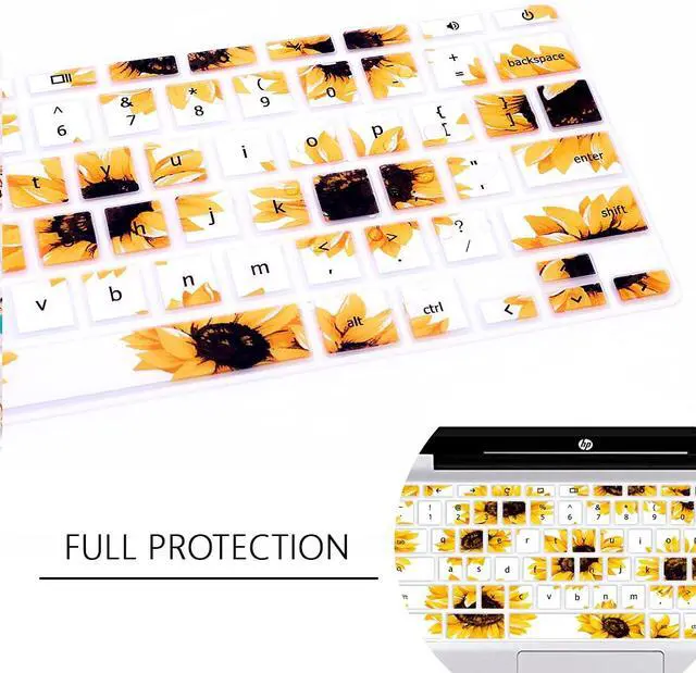 Alt view image 3 of 7 - English Keyboard Cover for HP Chromebook 14db 14ca Series Laptops | With 14ak,G2 G3 G4 G5,11 x360,11 G2 G3 G4 G5 G6 EE,G7 EE 11.6" Chromebooks,Ultra Thin,Flexible,Spill Resistant,Sun Flower