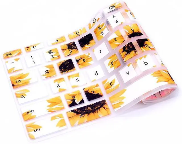 Alt view image 6 of 7 - English Keyboard Cover for HP Chromebook 14db 14ca Series Laptops | With 14ak,G2 G3 G4 G5,11 x360,11 G2 G3 G4 G5 G6 EE,G7 EE 11.6" Chromebooks,Ultra Thin,Flexible,Spill Resistant,Sun Flower