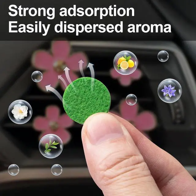 Alt view image 4 of 7 - HINZIC 30Pcs Random Color Car Air Freshener Refill Felt Pads, 22x3.7mm Unscented Air Freshener Replacement Round Oil Perfumes Refill Tablets for Car Diffusers Air Freshener Vent Clips