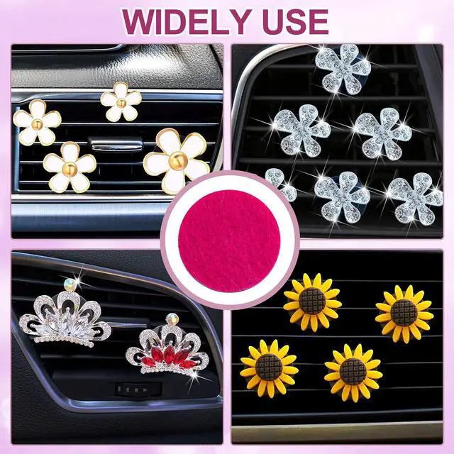 Alt view image 6 of 7 - HINZIC 30Pcs Random Color Car Air Freshener Refill Felt Pads, 22x3.7mm Unscented Air Freshener Replacement Round Oil Perfumes Refill Tablets for Car Diffusers Air Freshener Vent Clips