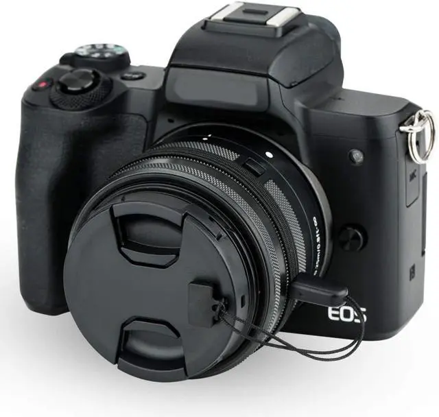 Alt view image 4 of 6 - 2-Pack 49mm Front Lens Cap Cover with Keeper for 49mm DSLR Mirrorless Lens | for Canon EOS R100 R50 R10 with RF-S 18-45mm f/4.5-6.3 Kit Lens, for Canon EF 50mm f/1.8, RF-S 10-18mm f/4.5-6.3 STM & More