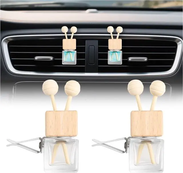 Main image of 2PCS Car Diffuser Bottle with Vent Clip,Refillable Car Air Freshener with Wooden Lid and Stick,Transparent Empty Cars Diffuser Bottles as Cars Diffusers for Essential Oils