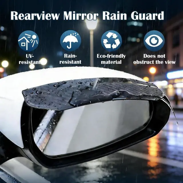 Alt view image 3 of 7 - 2PCS Universal Snap-On Side Mirror Rain Guards | Car Mirror Rain Visor Eyebrow Cover, Carbon Fiber Waterproof Protector for SUV, Truck, RV, Vehicle Accessories