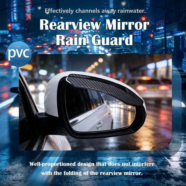 Alt view image 6 of 7 - 2PCS Universal Snap-On Side Mirror Rain Guards | Car Mirror Rain Visor Eyebrow Cover, Carbon Fiber Waterproof Protector for SUV, Truck, RV, Vehicle Accessories