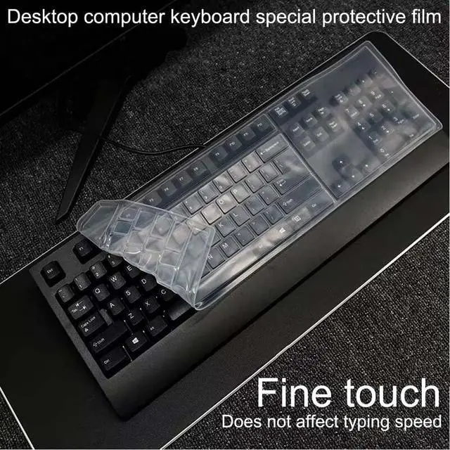 Alt view image 2 of 7 - Universal Clear Desktop Computer Keyboard Protection Skin Protector Cover for PC 104/107 Keys Standard Keyboard,Ultra Thin Desktop PC Silicone Waterproof Dustproof Keyboard Cover (Type-A)