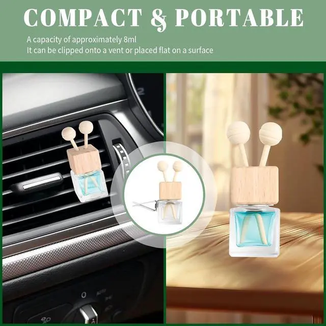 Alt view image 5 of 7 - 2PCS Car Diffuser Bottle with Vent Clip,Refillable Car Air Freshener with Wooden Lid and Stick,Transparent Empty Cars Diffuser Bottles as Cars Diffusers for Essential Oils