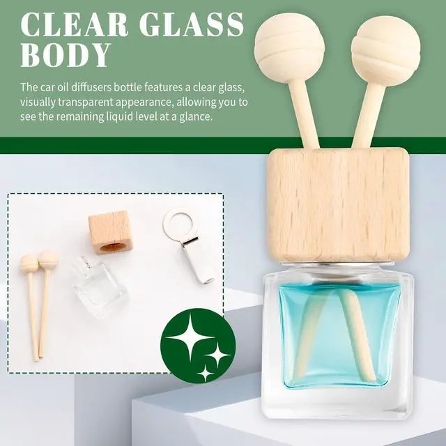 Alt view image 4 of 7 - 2PCS Car Diffuser Bottle with Vent Clip,Refillable Car Air Freshener with Wooden Lid and Stick,Transparent Empty Cars Diffuser Bottles as Cars Diffusers for Essential Oils