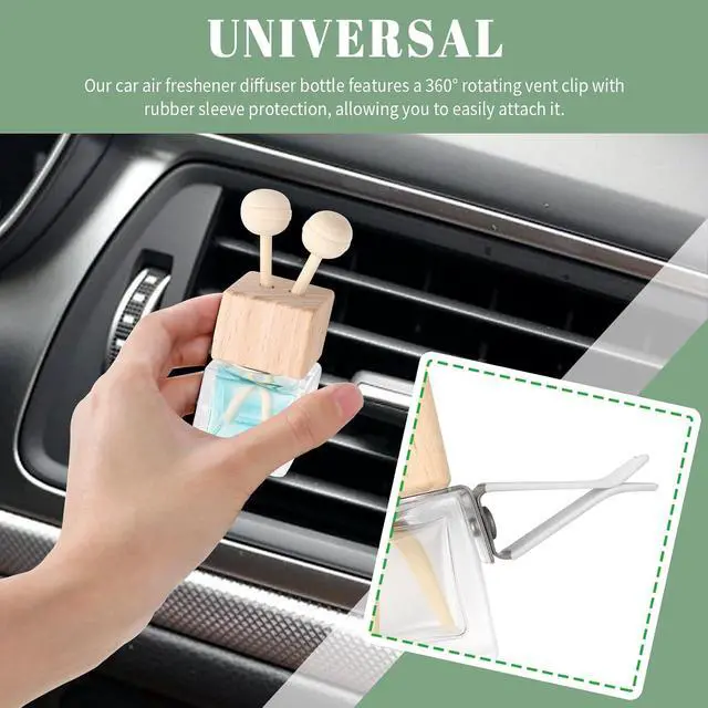 Alt view image 3 of 7 - 2PCS Car Diffuser Bottle with Vent Clip,Refillable Car Air Freshener with Wooden Lid and Stick,Transparent Empty Cars Diffuser Bottles as Cars Diffusers for Essential Oils