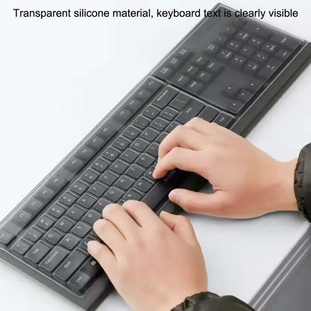 Alt view image 4 of 7 - Universal Clear Desktop Computer Keyboard Protection Skin Protector Cover for PC 104/107 Keys Standard Keyboard,Ultra Thin Desktop PC Silicone Waterproof Dustproof Keyboard Cover (Type-A)