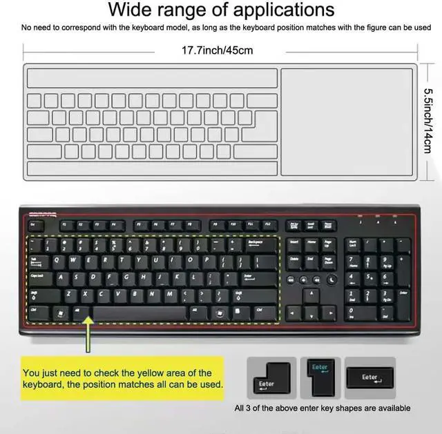Alt view image 7 of 7 - Universal Clear Desktop Computer Keyboard Protection Skin Protector Cover for PC 104/107 Keys Standard Keyboard,Ultra Thin Desktop PC Silicone Waterproof Dustproof Keyboard Cover (Type-A)