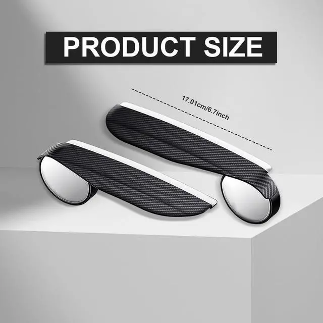 Alt view image 2 of 7 - 2-in-1 Car Blind Spot Mirror Rain Guards, Carbon Fiber Rear View Mirror Rain Visor with 360° Adjustable Blindspot Protection, Universal Automotive Exterior Accessories for Most Vehicle (2Pcs)