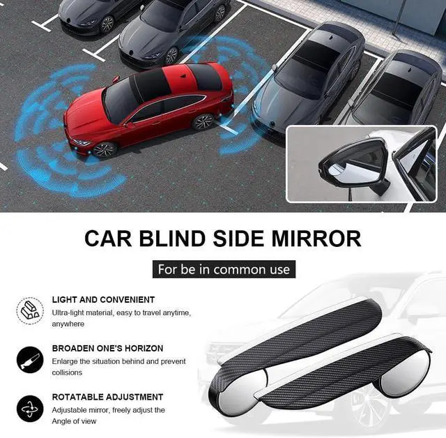 Alt view image 3 of 7 - 2-in-1 Car Blind Spot Mirror Rain Guards, Carbon Fiber Rear View Mirror Rain Visor with 360° Adjustable Blindspot Protection, Universal Automotive Exterior Accessories for Most Vehicle (2Pcs)