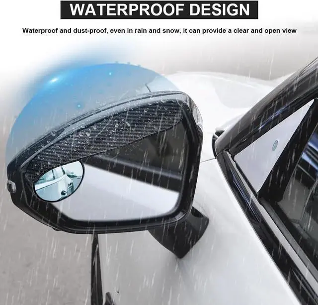 Alt view image 7 of 7 - 2-in-1 Car Blind Spot Mirror Rain Guards, Carbon Fiber Rear View Mirror Rain Visor with 360° Adjustable Blindspot Protection, Universal Automotive Exterior Accessories for Most Vehicle (2Pcs)