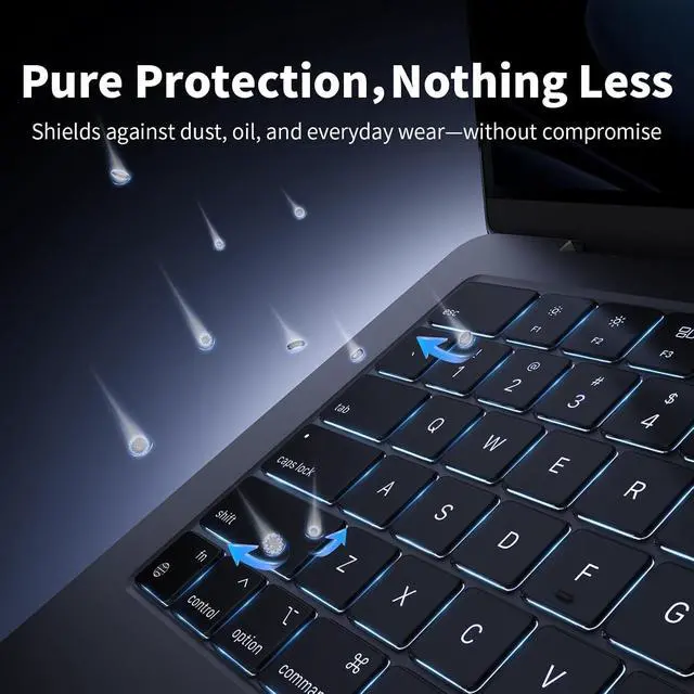 Alt view image 6 of 7 - TALLYOO Keyboard Cover for MacBook Air 13.6"/15" & Pro 14"/16" | US | US Layout | Premium TPU | 0.11mm Ultra-Thin | Skin-Friendly Feel | High Transparency | Air & Pro M5M1 (20262021)
