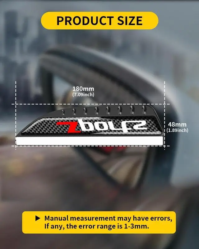Alt view image 5 of 7 - YONGMING Rear View Mirror Visor Guards Carbon Fiber Look Universal 2 Pack | Carbon fiber look mirror visor guards fit most cars, trucks and SUVs, helping protect side mirrors with a sporty look.