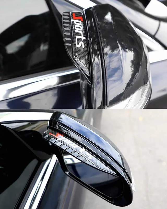 Alt view image 7 of 7 - YONGMING Rear View Mirror Visor Guards Carbon Fiber Look Universal 2 Pack | Carbon fiber look mirror visor guards fit most cars, trucks and SUVs, helping protect side mirrors with a sporty look.