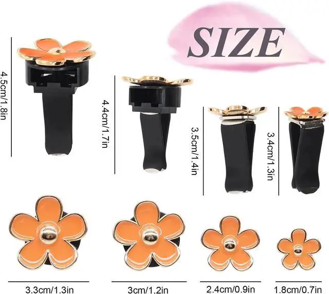 Alt view image 3 of 7 - ORIESSE Orange Car Accessories,4pcs Coral Flowers Air Vent Clips | Refillable Car Air freshener,Girly 4 Size Sparkle Daisy Vent Clips,Cute Car Decor for Women