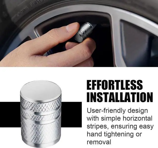 Alt view image 5 of 6 - BAURATTI Tire Valve Stem Caps - (5 Pack) Metal Air Caps with Plastic Liner, Corrosion Resistant, Leak-Proof, Universal Stem Covers for Cars Trucks Motorcycles and Bikes - Silver