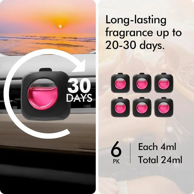 Alt view image 3 of 6 - Car Air Fresheners, Peach Berry, 6-Pack, 4ml Each, Car Air Freshener vent clips, Long Lasting Air Freshener, Car Fresheners, Odor Eliminator