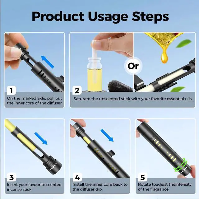 Alt view image 3 of 7 - QCEQEC 2-Pack Car Essential Oil Diffuser with 12 Refill Sticks Black | Fragrance Perfume Diffuser for car, air vent, office, cloakroom, or bedroom. Compact with fast diffusion; easy to use.