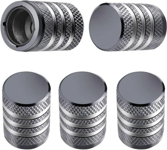 Main image of DECURCAR Tire Valve Stem Caps 5 Pack Universal - Gray | Tire Air Caps Aluminum with Plastic Liner TPMS Safe Corrosion Resistant Dust Proof Universal for Car Truck Motorcycle Bike