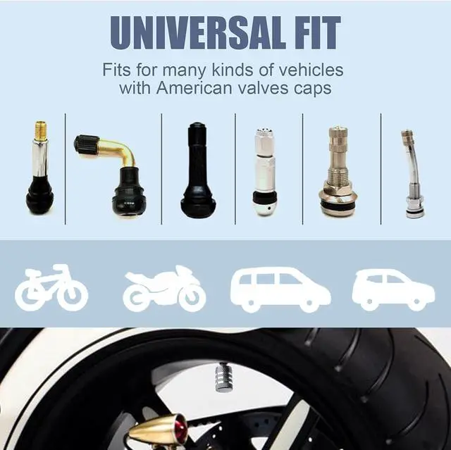 Alt view image 5 of 6 - DECURCAR Tire Valve Stem Caps 5 Pack Universal - Gray | Tire Air Caps Aluminum with Plastic Liner TPMS Safe Corrosion Resistant Dust Proof Universal for Car Truck Motorcycle Bike