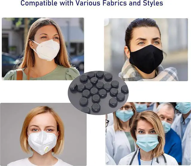 Alt view image 3 of 6 - Mandala Crafts Black Face Mask Adjusters Ear Loops Elastic Cord Locks | 200 PCs, Durable Donut-Shaped Silicone, Soft, Ear Savers, Toggle Buckles, Tighteners for All Mask Straps, Ties, Drawstrings