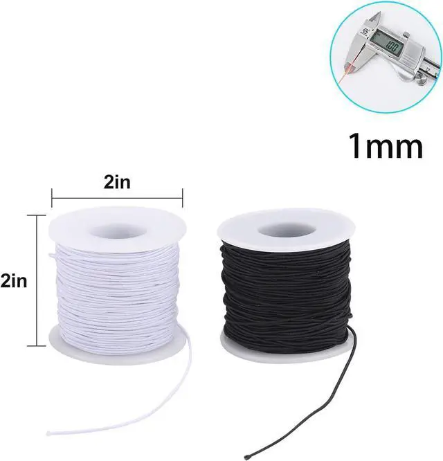 Alt view image 2 of 5 - Stretchy String for Bracelets, 2 Rolls 0.8mm,1 mm,1.5mm,330 Feet Sturdy Elastic String for Jewelry Making, Necklaces, Beading and Crafts (White Black (1.0mm))