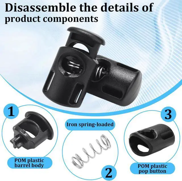 Alt view image 3 of 7 - 10pcs Paracord Cord Locks for Drawstring, Plastic Cord Lock Toggle for Drawstrings Spring Stopper Clasp Elastic Shoe Lace Tie Locks Sweatpants Hoodie String Ends Bungee Gloves String Clips Replacement