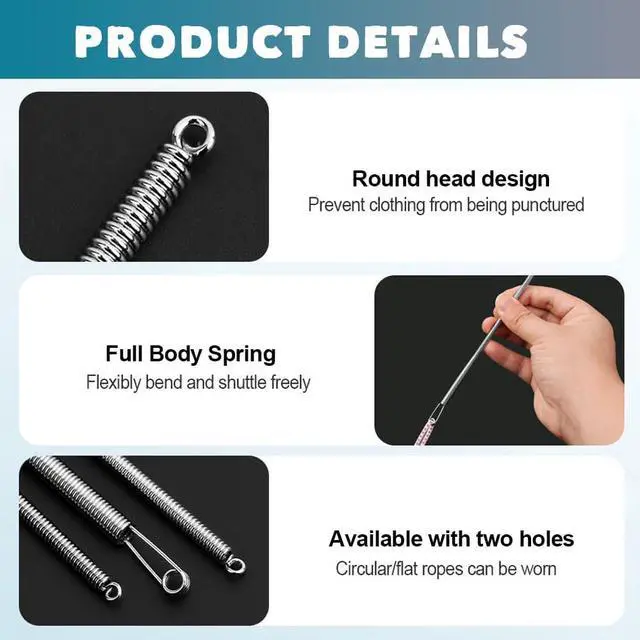 Alt view image 2 of 5 - 2 PCS Spring Drawstring Needle Threader,DIY Rope Threader Clip,Drawstrings Replacement with Easy Threaders,Drawstring Threader Tool Set,for Drawstring Replacement for Hoodies,Pants