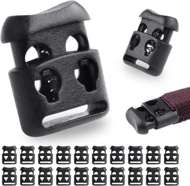 Main image of CooBigo Plastic Cord Locks for Paracord Drawstring Clip, Spring Toggle Cord Stopper Sweatpant Hat Gloves Hoodie String Lock