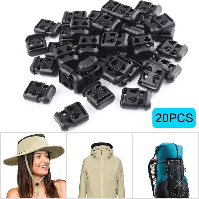 Alt view image 5 of 7 - CooBigo Plastic Cord Locks for Paracord Drawstring Clip, Spring Toggle Cord Stopper Sweatpant Hat Gloves Hoodie String Lock