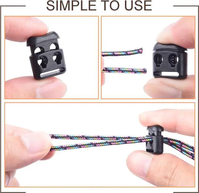 Alt view image 6 of 7 - CooBigo Plastic Cord Locks for Paracord Drawstring Clip, Spring Toggle Cord Stopper Sweatpant Hat Gloves Hoodie String Lock
