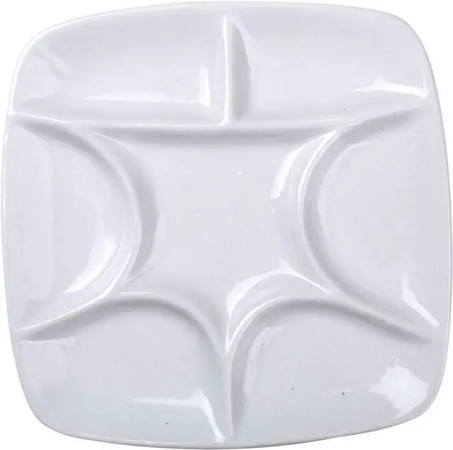 Main image of MEEDEN 7-Well Square White Porcelain Artist Paint Palette for Watercolor Gouache Acrylic Oil Painting, 5-4/5-Inch