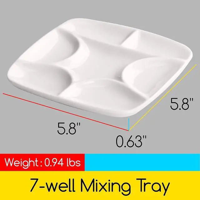 Alt view image 3 of 5 - MEEDEN 7-Well Square White Porcelain Artist Paint Palette for Watercolor Gouache Acrylic Oil Painting, 5-4/5-Inch