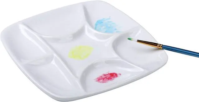 Alt view image 5 of 5 - MEEDEN 7-Well Square White Porcelain Artist Paint Palette for Watercolor Gouache Acrylic Oil Painting, 5-4/5-Inch