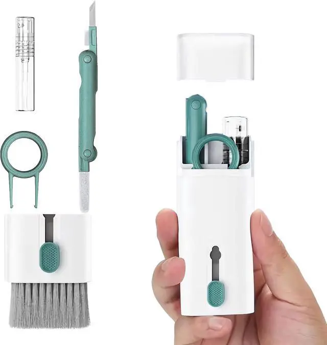 Main image of Electronics Cleaner Kit. Keyboard Brush, Airpod Cleaning Tool, Phone Screen Cleaner. for Computers, MacBooks, Laptops, Airpods Pro, Headphones.Dark Green