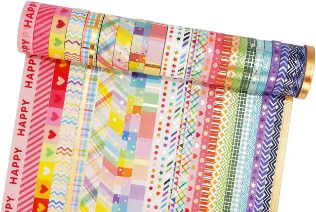 Alt view image 2 of 7 - YUBBAEX Bright Mix Gold Washi Tape Set VSCO Foil Masking Tape Decorative for Arts, DIY Crafts, Journal Supplies, Planners, Scrapbook, Card/Gift Wrapping -5/10mm- (Rainbow 27 Rolls)