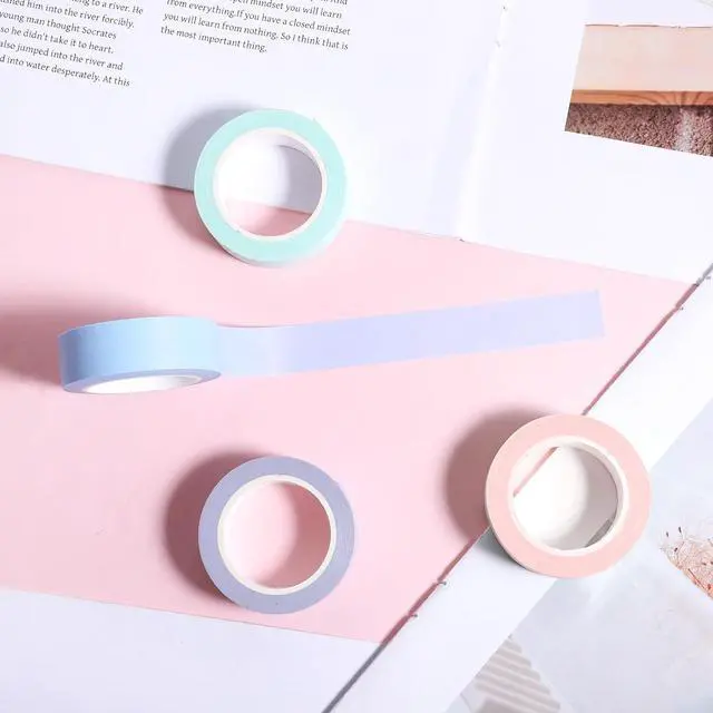 Alt view image 5 of 7 - 4 Roll Plain Color Washi Tape, 32 Ft X 0.59" Mint Green Pink Purple and Blue Washi Tape Set Low Tack Tapes Masking Self-Adhesive Tapes for Packaging Journals Scrapbooks DIY Crafts Gifts