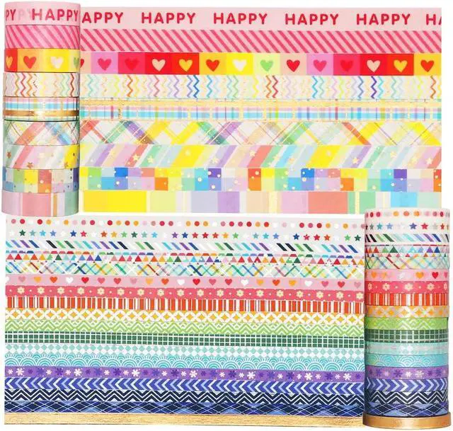 Alt view image 4 of 7 - YUBBAEX Bright Mix Gold Washi Tape Set VSCO Foil Masking Tape Decorative for Arts, DIY Crafts, Journal Supplies, Planners, Scrapbook, Card/Gift Wrapping -5/10mm- (Rainbow 27 Rolls)